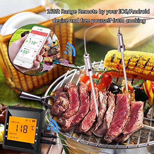 Digital Meat Thermometer for Grilling, Bluetooth Wireless Cooking