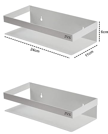 Jvs New Bathroom Storage Set Of 2 Wall Shelf 10 With High Quality Stainless Steel Material In White Color Amazon In Home Improvement