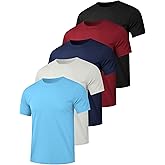 HOPLYNN 5/7 Pack Men's Dry Fit Workout Gym T Shirts, Short Sleeve Active Running Athletic Tee Tops