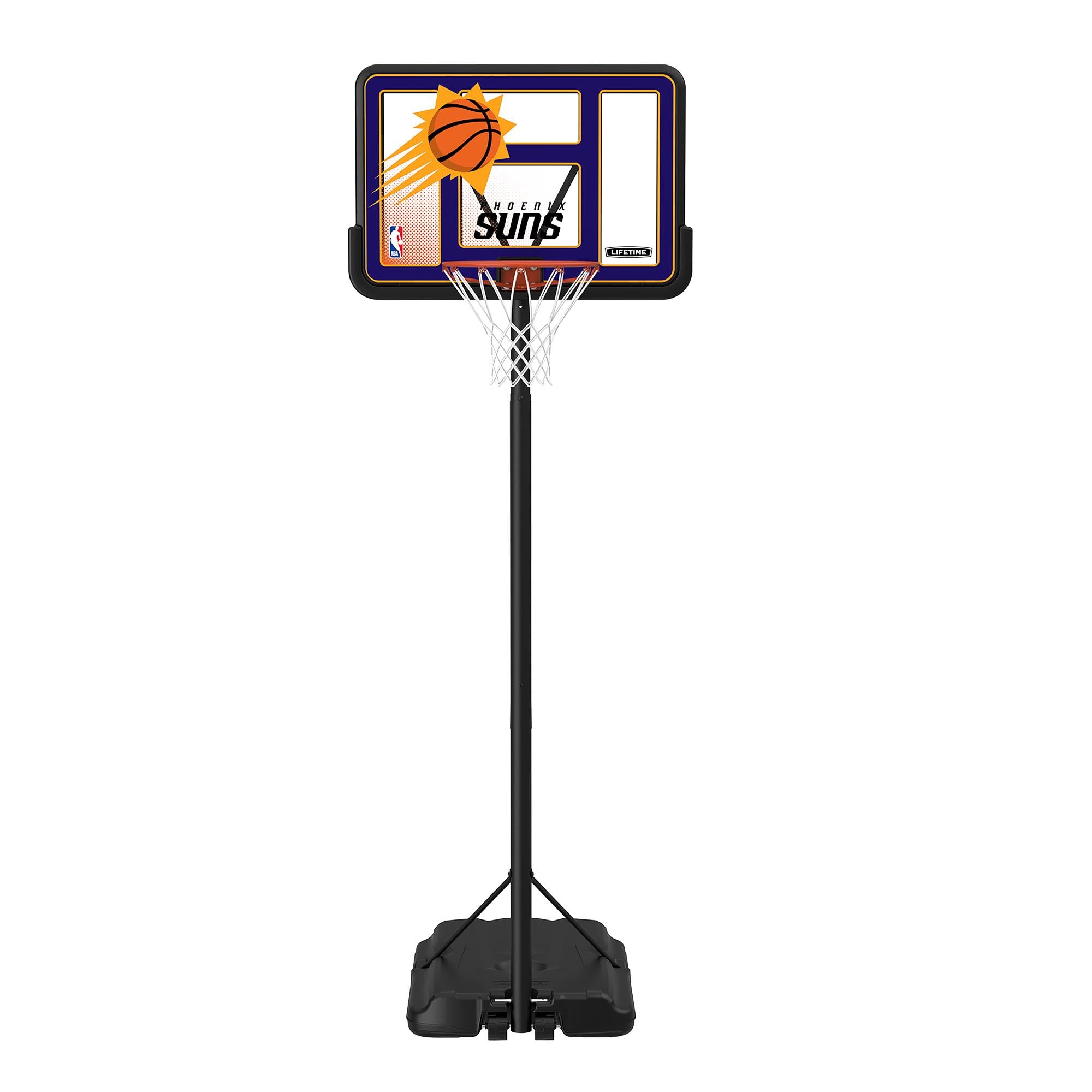 Lifetime NBA Phoenix Suns Portable Basketball Hoop, Adjustable Height 7.5-10 Ft, 44 Inch Shatterproof Fusion Backboard, Base with Wheels Image