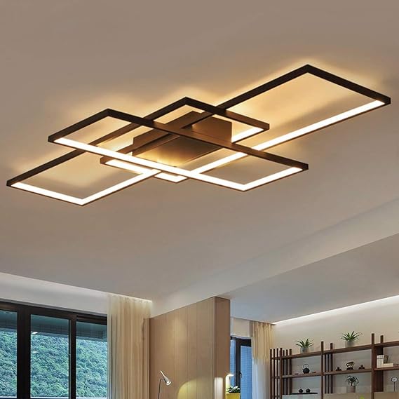 Dellemade Modern LED Ceiling Light with Warm White Light,92 Watts,Black