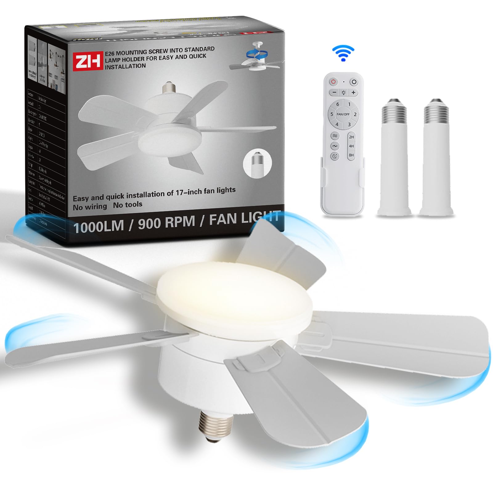 Mua 17" Socket Fan Light with Remote and 2 Socket Extenders, Wireless