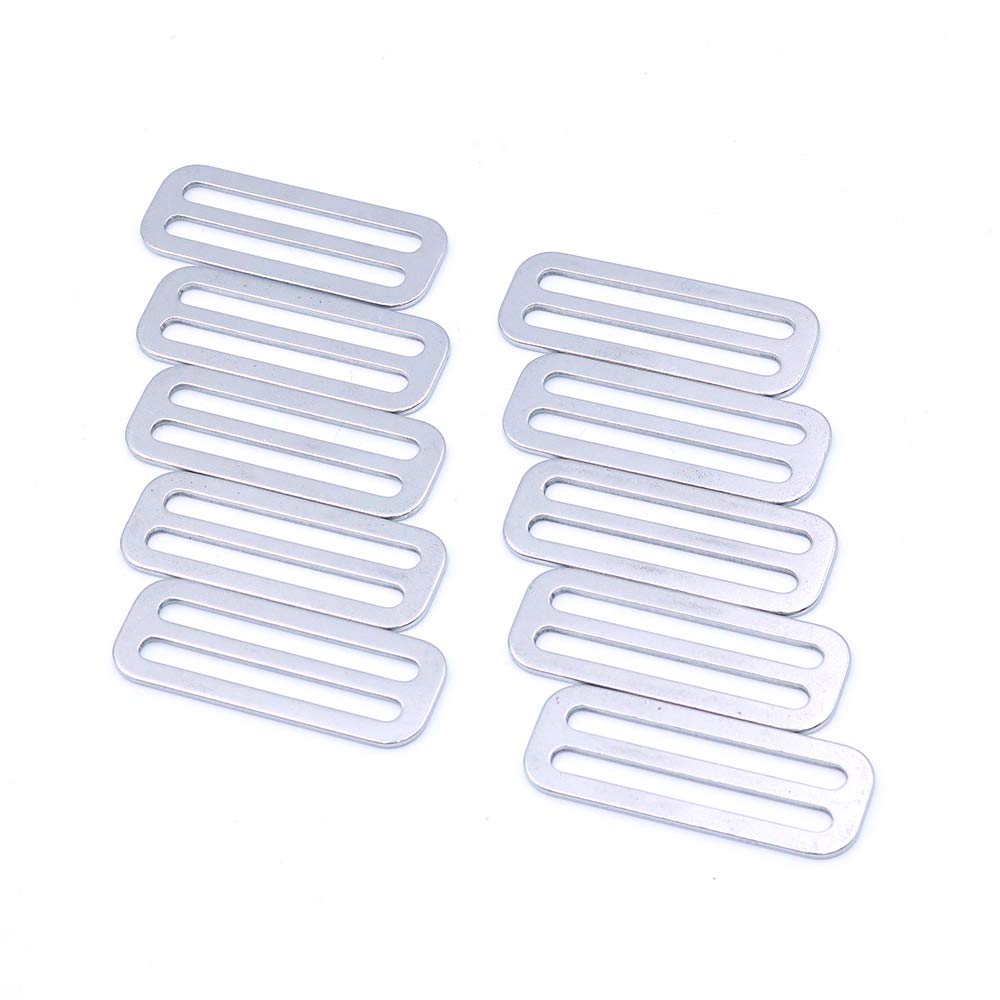 Namvo 10Pcs Metal Tri-Glide Slides Buckles Kit 50mm, Tri-Glide Slides Square Ring Slide Adjusters Buckles Webbing Belts Buckle for Belt Bags DIY Accessories
