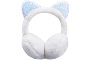HYHFM Winter Earmuffs for kids Cute Animal Plush Warm Faux Fur Earmuffs for Kids Outdoor Earmuffs with Cat Ear