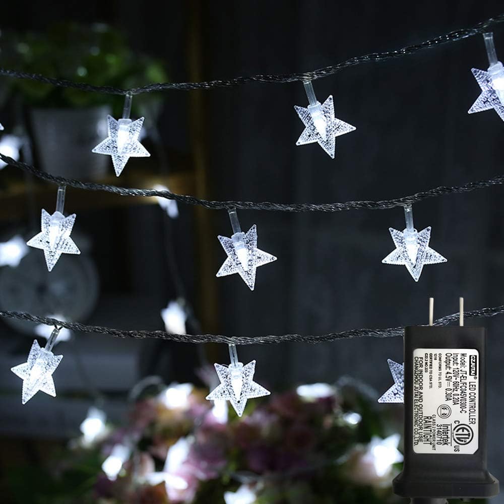 Star String Lights, 100 LED Plug in String Lights 33 feet 8 Modes Star Fairy Lights Waterproof Twinkle String Lights for Wedding Party Christmas Tree Garden Indoor Outdoor Decoration (Cool White)