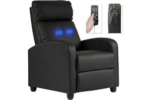 BestMassage | Recliner Chair | with 2 Point Massage Function | Black | with Lumbar Support, Adjustable Push Back, Wide Armrests, Footrest & Padded Seat | Easy Assembly | for Living Room, Home Theatre