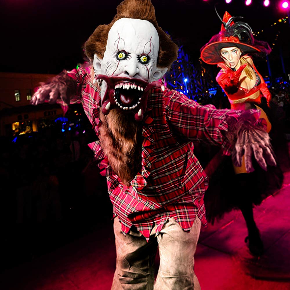 Scary Evil Clown Mask,Halloween Costume Party Mask for Masquerade/Birthday Parties,Carnival Decorations