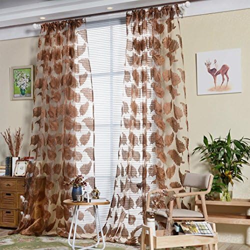 Feather Sheer Curtain Tulle Window Door Room Curtain Treatment Voile Drape Valance 1 Panel Fabric (Coffee)