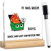 Funny Dumpster Fire Desk Accessories - Office Gifts for Coworkers, Boss, Women, Men, Friends - Acrylic Desk Sign Cute Table Accessories, Tabletop Office Decor