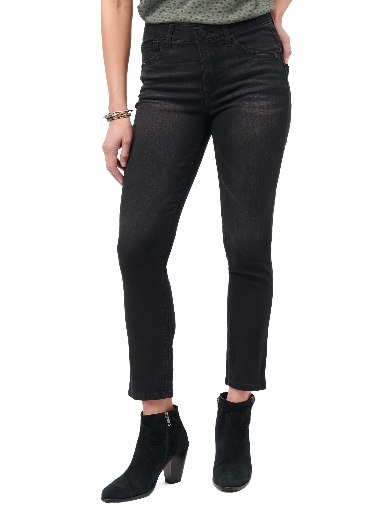 Democracy Women’s Petite Ab Solution Vintage Skinny, Black, 8P