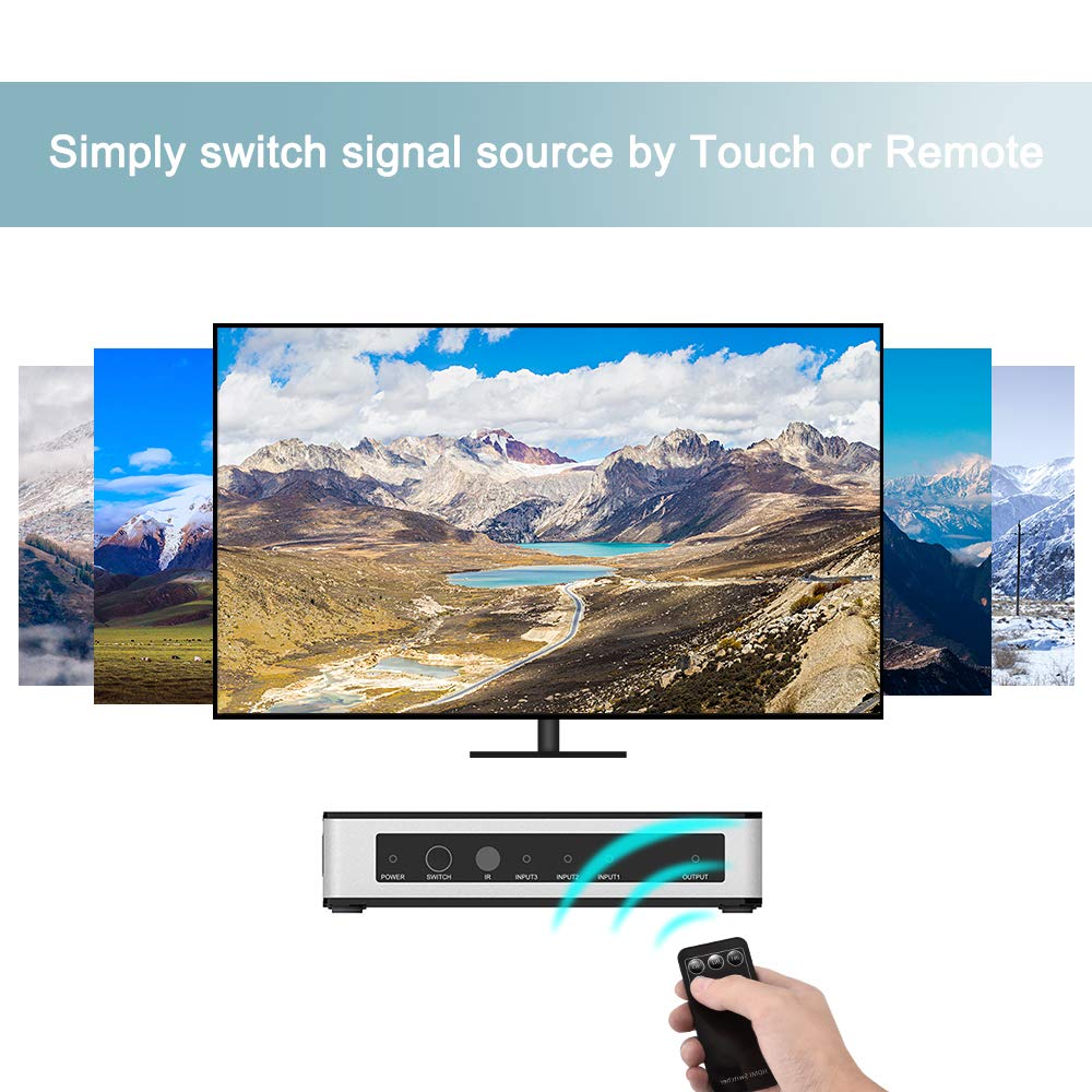 ELUTENG 4K HDMI Switch 3 Port Splitter 3x1 with IR Remote Control 3 in 1 Out 1.4 HDMI Switcher 3D HD1080p with IR Remote Control Compatible with Laptop/PC/TV Box/Xbox 360/ DVD Player/HDTV