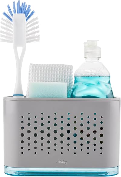 Minky Slimline Sink Tidy with Removable Drip Tray Light Grey UK Made