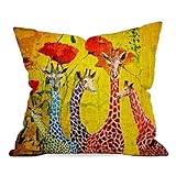HLPPC ® Cotton Linen Pillow Case Cushion Cover Home Decorative Giraffe and Flower 18 X 18 Inches One Side
