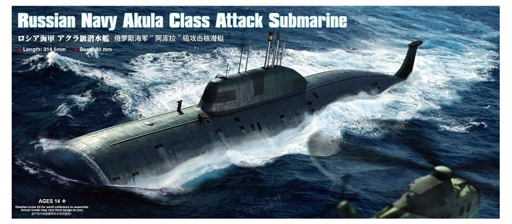 Hobbyboss 1:350 Scale Russian Navy SSN Akula Class Attack Submarine Assembly Kit