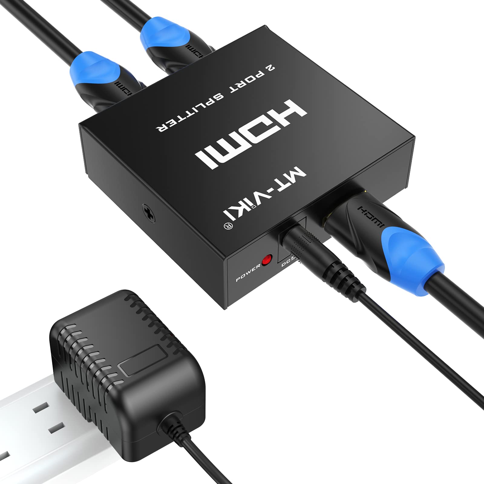 Photo 1 of MT-VIKI 4K HDMI Splitter 1 in 2 Out, 1x2 Powered HDMI Splitter for Dual Monitors w/Power Adapter, 4K@30Hz Dual Monitors Duplicate/Mirror for PS4 Fire Stick HDTV