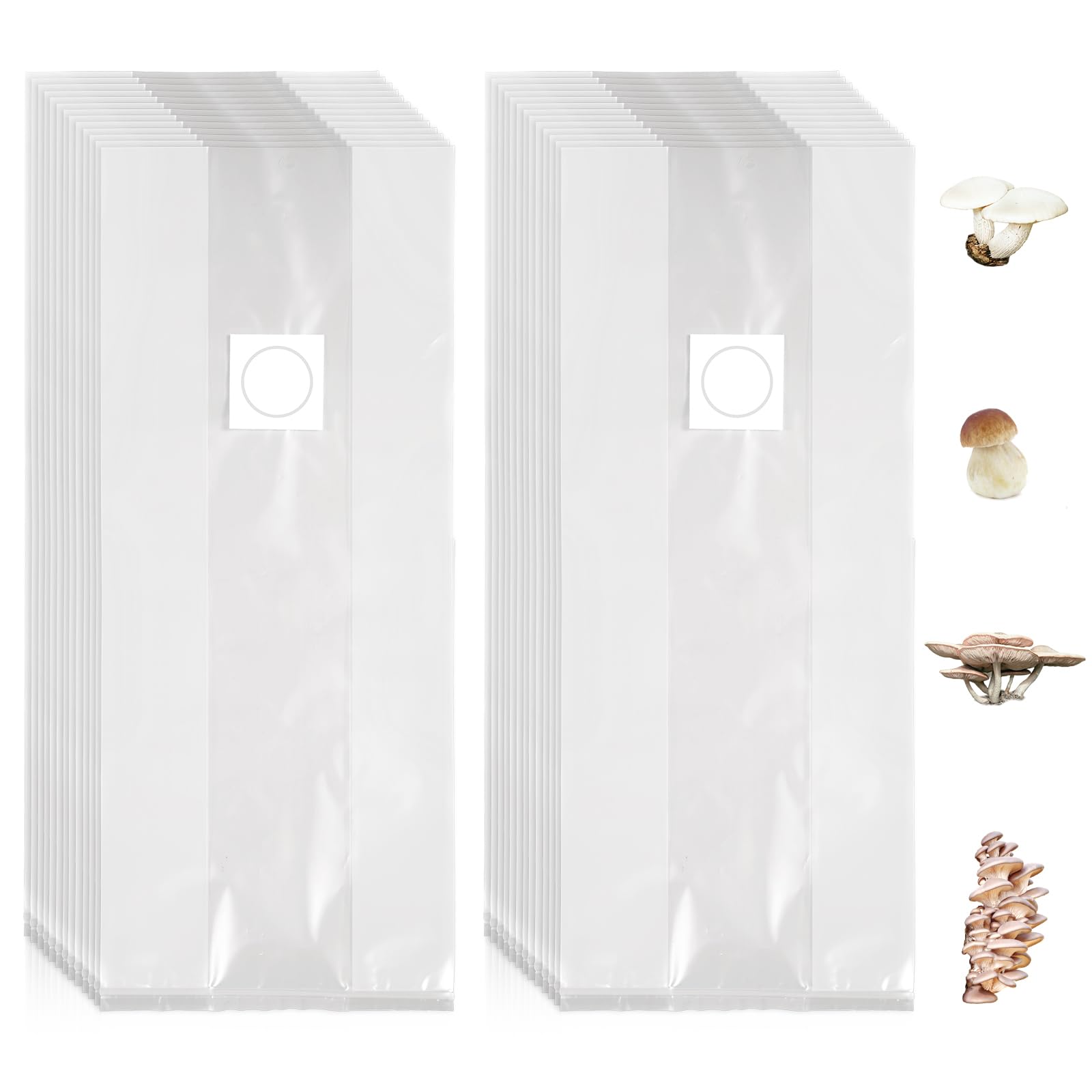 NQEUEPN 20pcs Mushroom Grow Substrate Bags, 6 Mil Autoclave Grain Bags with 0.2 Micron Filter for School Projects, Farmers (20x8x5 Inch)