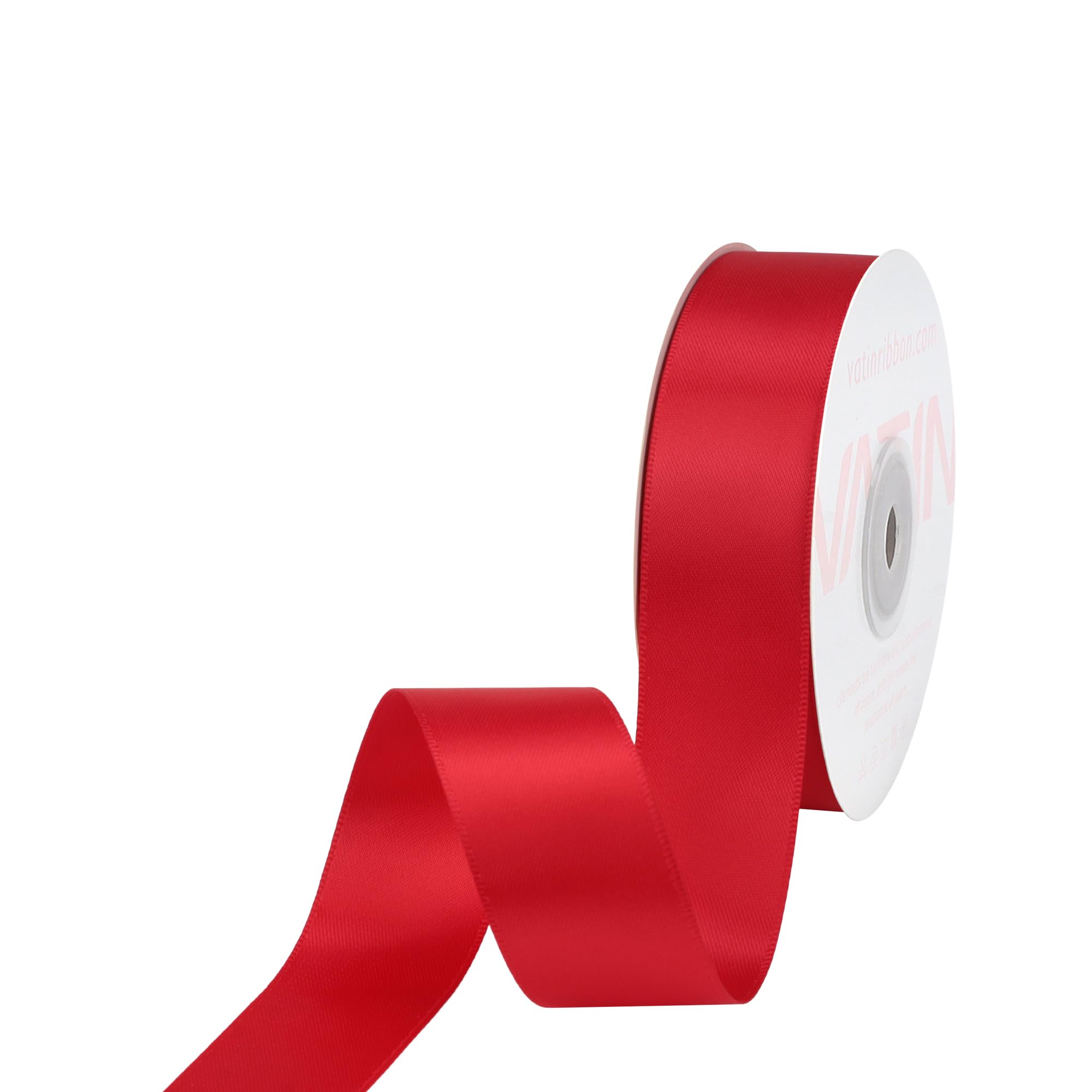 VATIN 25mm Double Faced Polyester Satin Ribbon Hot Red - 23 Metre/Spool, Perfect for Wedding, Wreath, Baby Shower,Packing and Other Projects.