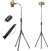 UBeesize 92’’ Cell Phone Tripod Stand with 16.5’’ Gooseneck and Remote, Overhead Tripod with Adjustable 360°Ball Head & Phone Holder for iPhone17 Pro Max/Pro/Plus/ /16/15/14/13, Android Cell Phone