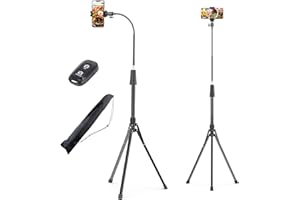 UBeesize 92’’ Cell Phone Tripod Stand with 16.5’’ Gooseneck and Remote, Overhead Tripod with Adjustable 360°Ball Head & Phone