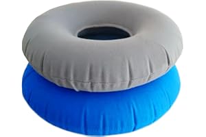Shineyid 2 Pack Donut Pillow, Donut Cushion Seat, Inflatable Ring Cushion with A Pump, Hemorrhoid Seat Pillow, Round Wheelchairs Seat Cushion for for Home, Car or Office (15" Blue & Gray)