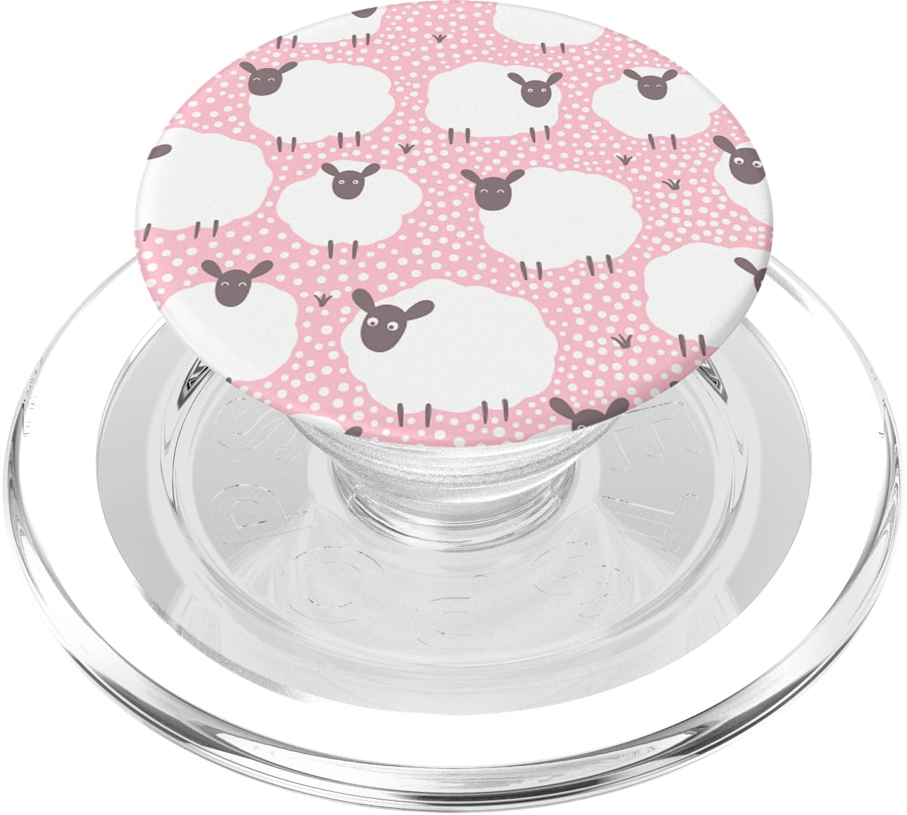 Cute Sheep Fam Animal on Pink PopSockets PopGrip: Swappable Grip for Phones & Tablets PopSockets PopGrip for MagSafe