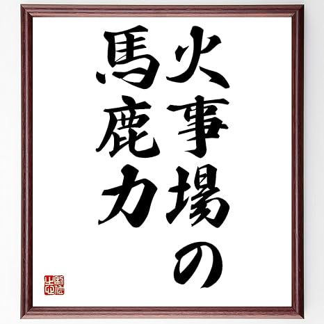 Amazon 書道色紙 名言 火事場の馬鹿力 額付き 受注後直筆 千言堂 Z4371 花 観葉植物 フラワーギフト オンライン通販