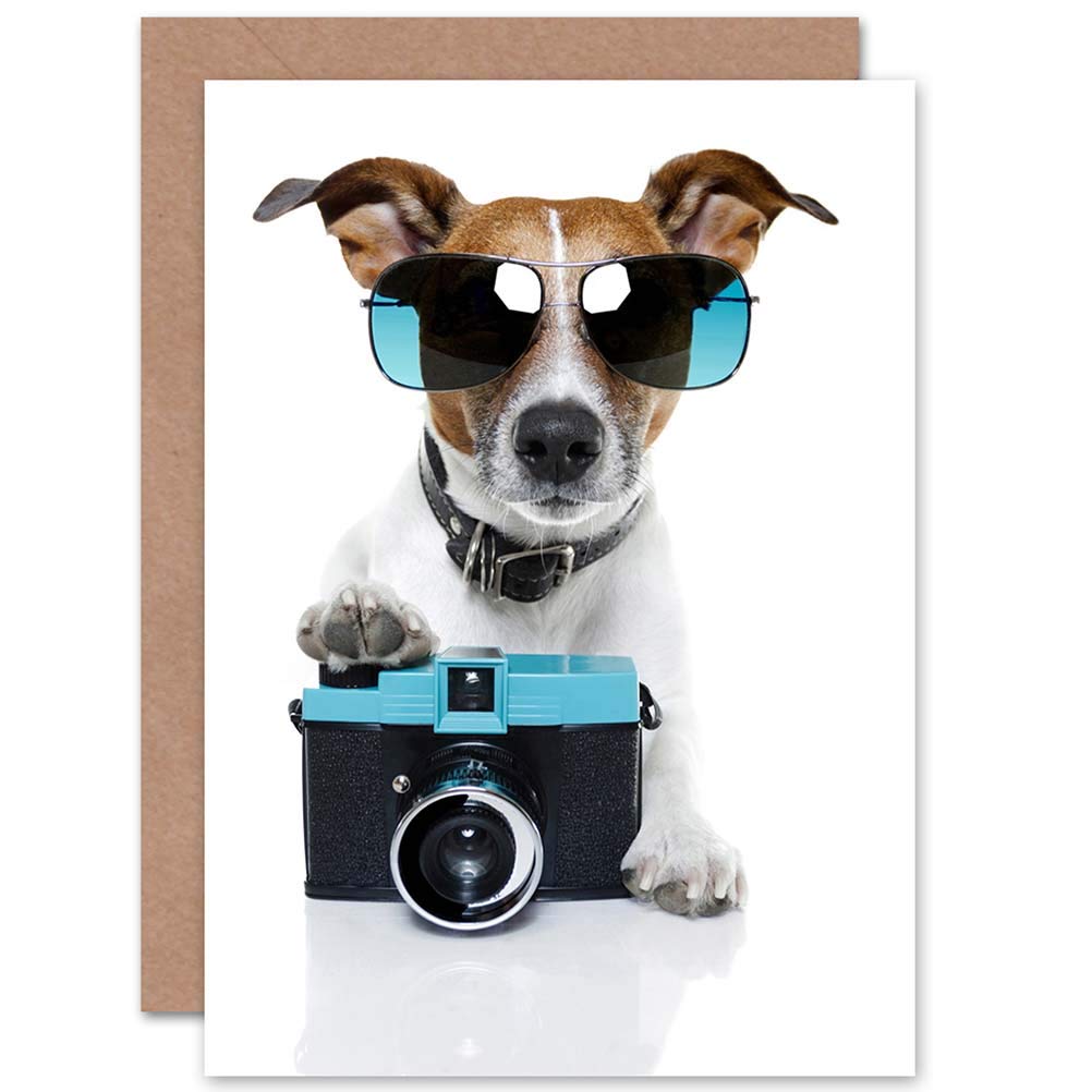 Wee Blue Coo COOL JACK RUSSELL DOG CAMERA PHOTO SUNGLASSES BLANK BIRTHDAY CARD CP019