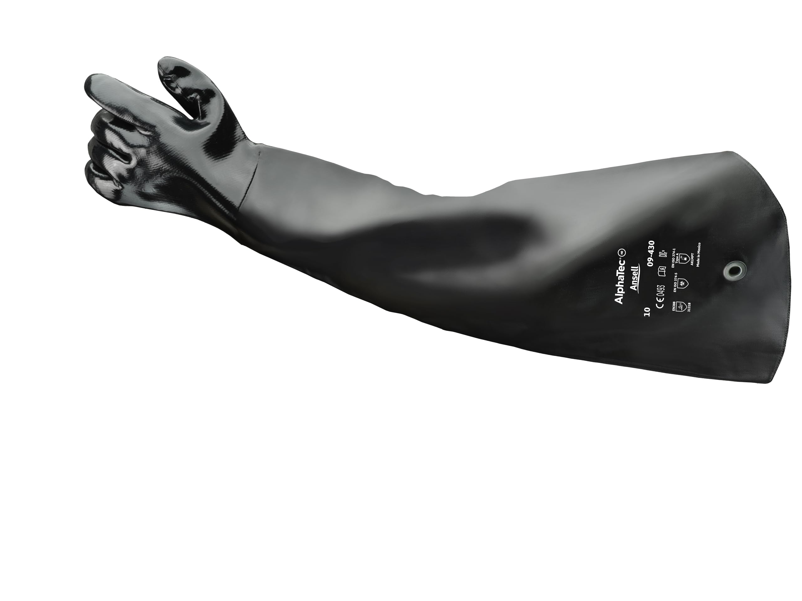Ansell AlphaTec 09-430 Chemical Resistant Gloves, Heavy Duty Protection, Liquids, Solvents, Acids, Industrial PPE, Neoprene Glove Men Women, Black, Size XL (1 Pair)