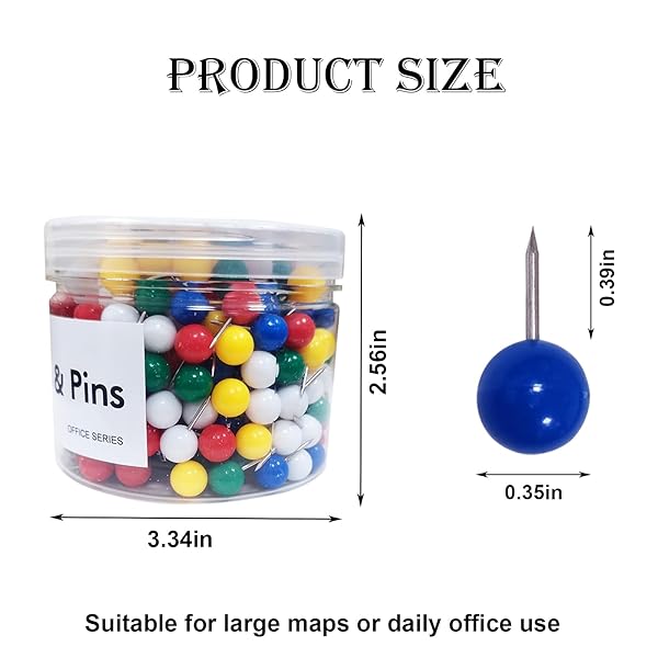 350 PCS PUSH PINS FOR BULLETIN BOARD,COLORED BALL HEADS THUMB TACKS WITH STORAGE BOX,PUSHPINS FOR TRAVEL MAP OR HOME OFFICE BULLETIN CORK BOARD (5 COLORS).