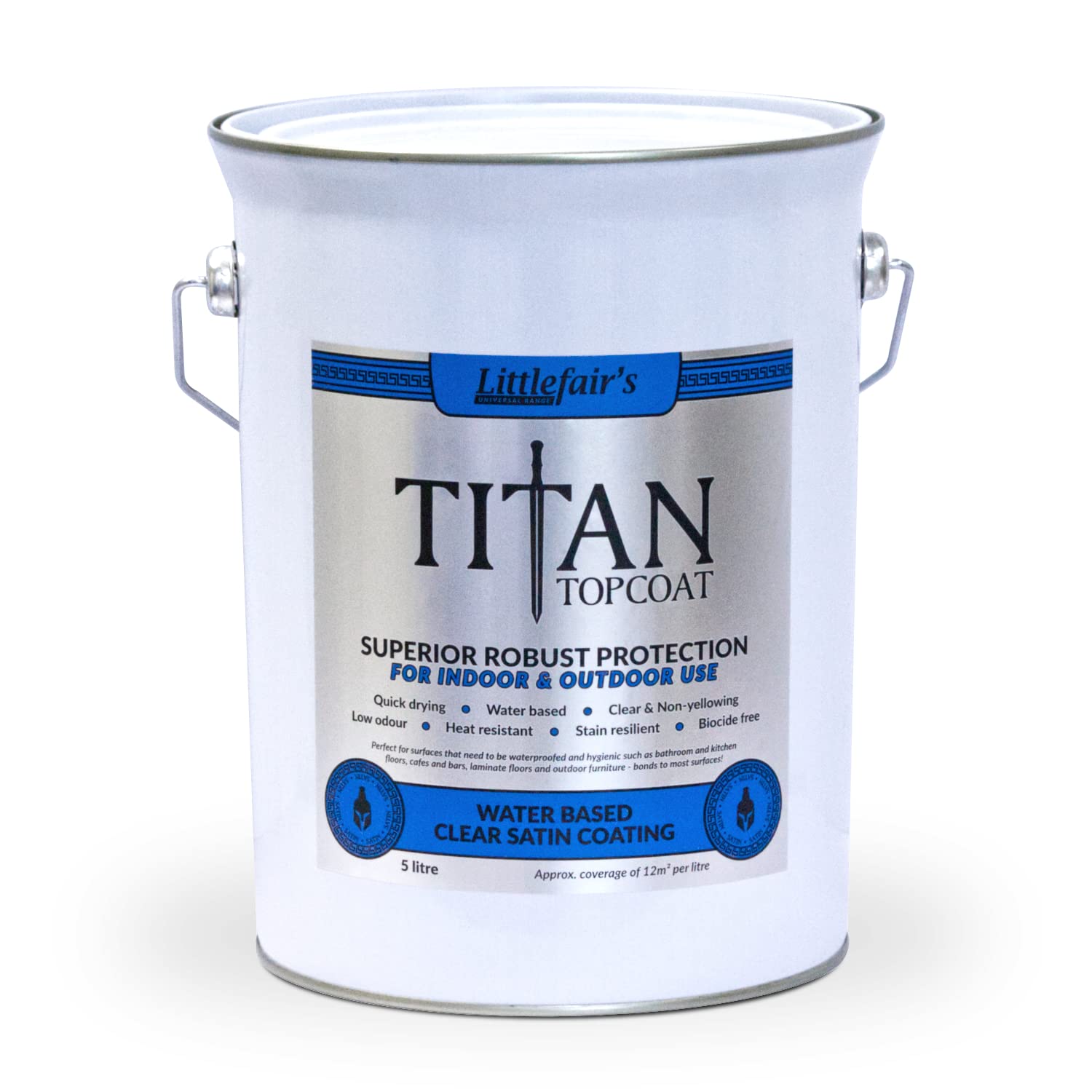 Littlefair’s Clear Varnish 5ltr / Satin - Varnish for Wood Indoor & Outdoor - Waterproof Protection & Easy Apply Water Based Polyurethane - Clear Top Coat for Furniture Paint On - Wipe On Polyurethane