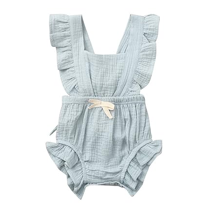 Babykleidung Mädchen Sommer 2019 Covermason Neugeborenes Säugling Baby Mädchen Strampler Einfarbig Rüschen Rückkreuzung Jumps