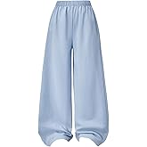 Verdusa Girl's Linen Pants Baggy Athletic Wide Leg Track Pants Workout Loose Long Trousers