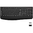 EDJO Wireless Keyboard, 2.4G Ergonomic Full Size Wireless Computer Keyboard with Wrist Rest for Windows, Mac OS Desktop/Laptop/PC（Black）