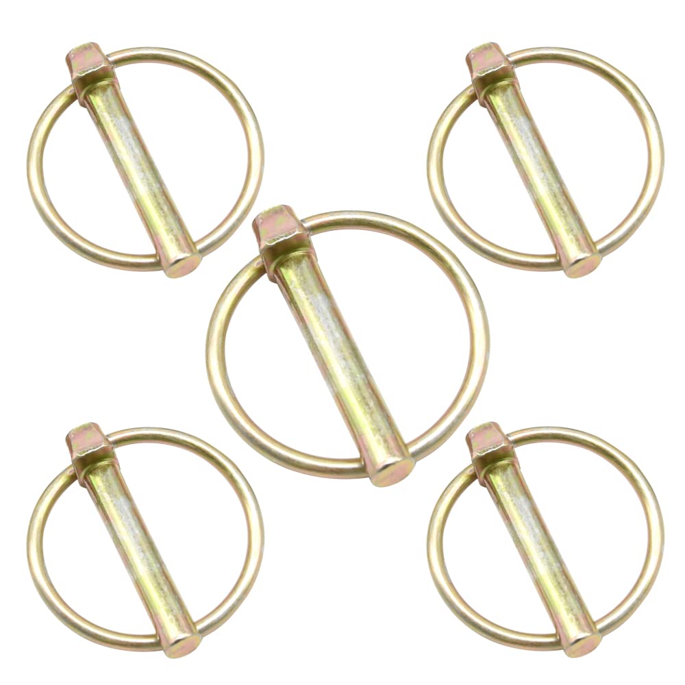 CEEYSEE 5Pcs 8mm Lynch Pin Set,Pin Length 45mm Zinc Plated Carbon Steel Fasteners Safety Pins Lock for Trailers, Tractors，Trolley，Mowers (O.M8x45mm)