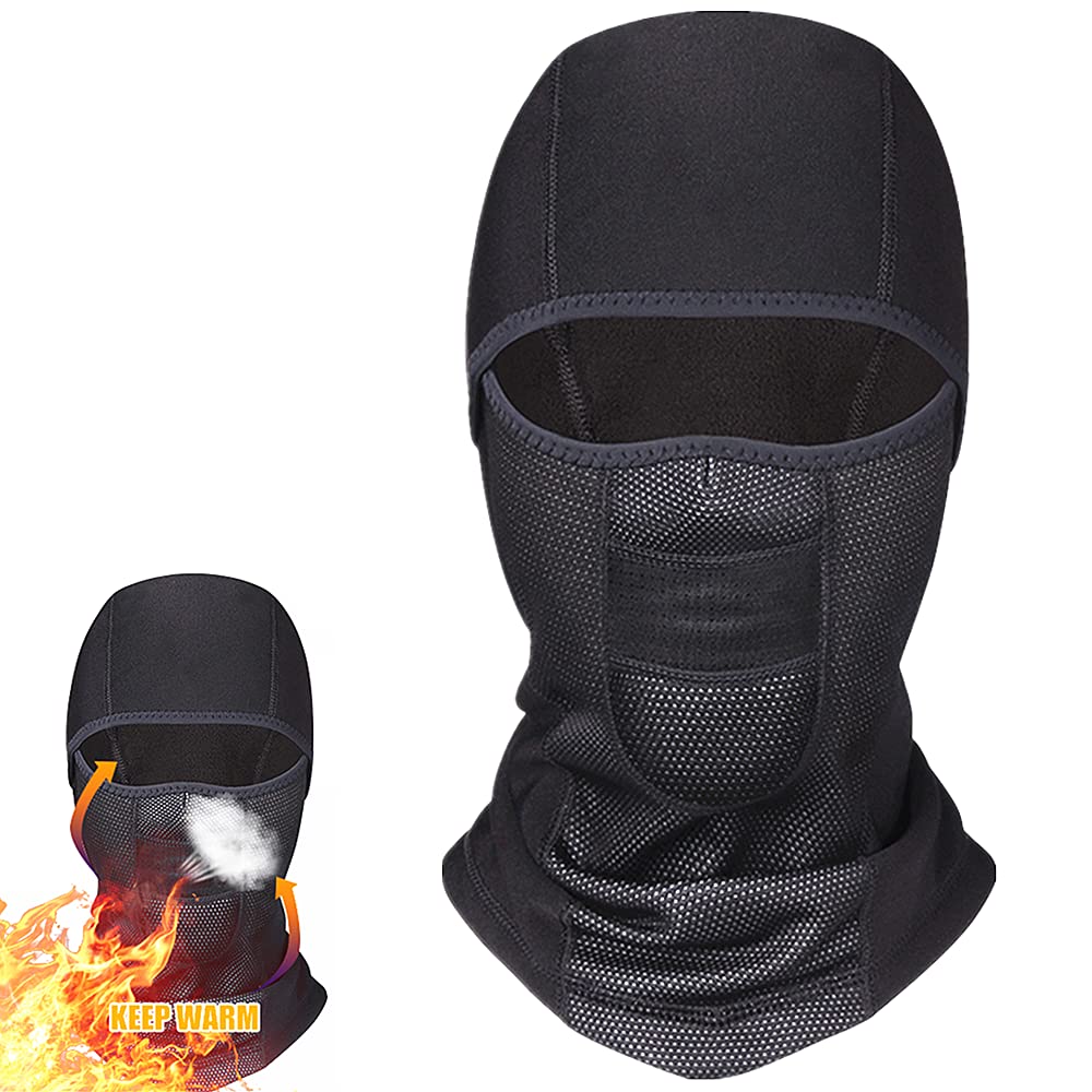 Balaclava Motorcycle Ski Face Mask Fleece Balaclavas Headwear Neck Warmer Windproof Waterproof Head Cover for Skiing Cycling Motorbike. Black