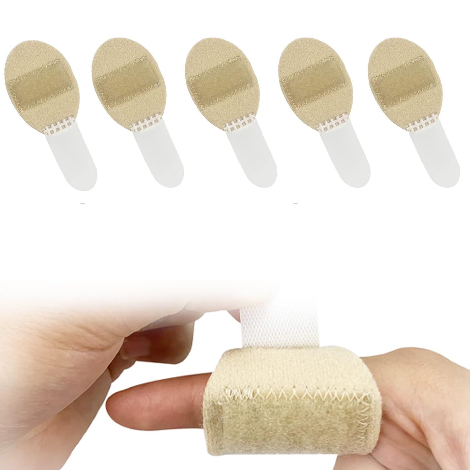 Lechengjia 5 Pcs Neoprene Finger Splint Brace, Injury Support For Mallet Finger, Damage Support For Mallet Finger And Broken Finger Finger Clip Protection For Index, Middle & Ring (Complexion)