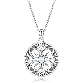ACJNA Compass Necklace for Women 925 Sterling Silver Compass Pendant Necklace Graduation Retirement Gift