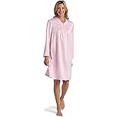 Miss Elaine Short Nightgown, Brushed Back Satin, Lightweight, Embroidered Trim, Sleepwear & Loungewear