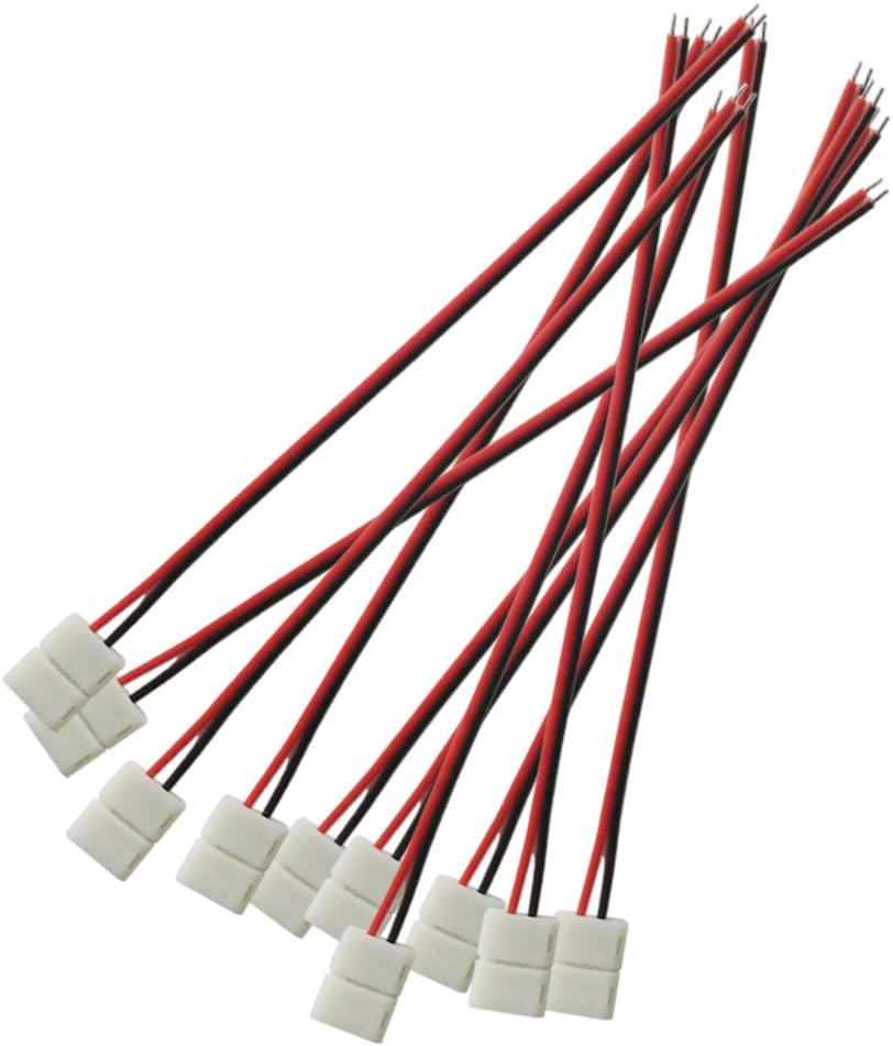 Alightings LED Strip Connector 2 Pin for 8mm Width 3528 2835 Single Color Flex LED Strip Lights