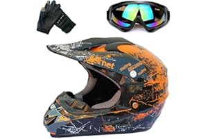ZJHELM ATV Helmet,Youth Kids Motocross Helmet, 4 Wheeler Dirt Bike Street Riding Helmets Meeting DOT FMVSS 218
