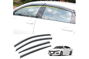 VESUL Tape on Window Deflector Rain Guard Compatible with Honda Accord 2018-2022 10th Gen LX EX-L Sport Touring Vent Visor Shield Cover Sun Vent Shade with 304 Stainless Steel Trim