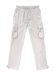 PLEPAN Men's Casual Cargo Pants with Drawstring