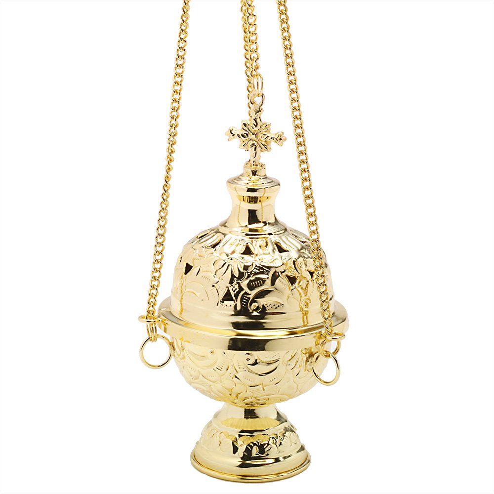 NKlaus Incense burner gold plated solid brass handmade 2692