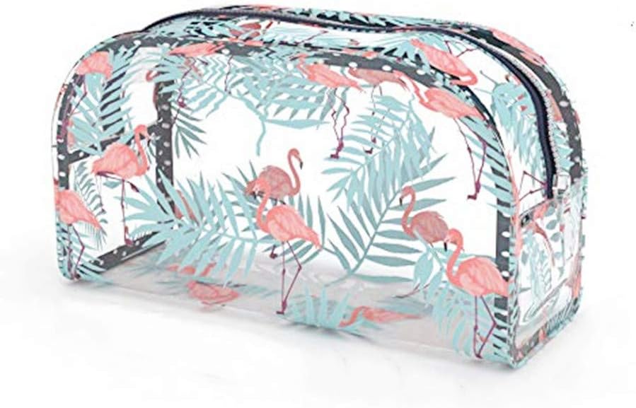 WUWYOUWL Women Make up Bag, Large Travel Flamingos Cosmetic Bags Brush Pouch Toiletry Wash Bag Portable Travel Makeup Case Pouch for Girls (3A)