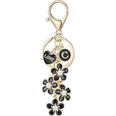 OKAICEN Flower Heart Initial Letter Keychain for Women Girls Bag Charms Keyring for Handbag Backpack