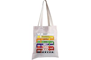 MBMSO Karate Tote Bag: Keep Training until the Belt Turns Black - Canvas, Polyester - 8.66" x 12.6" x 0.39" - Karate Tb - Women's - Reusable - Adult - Sports - TOTE BAG
