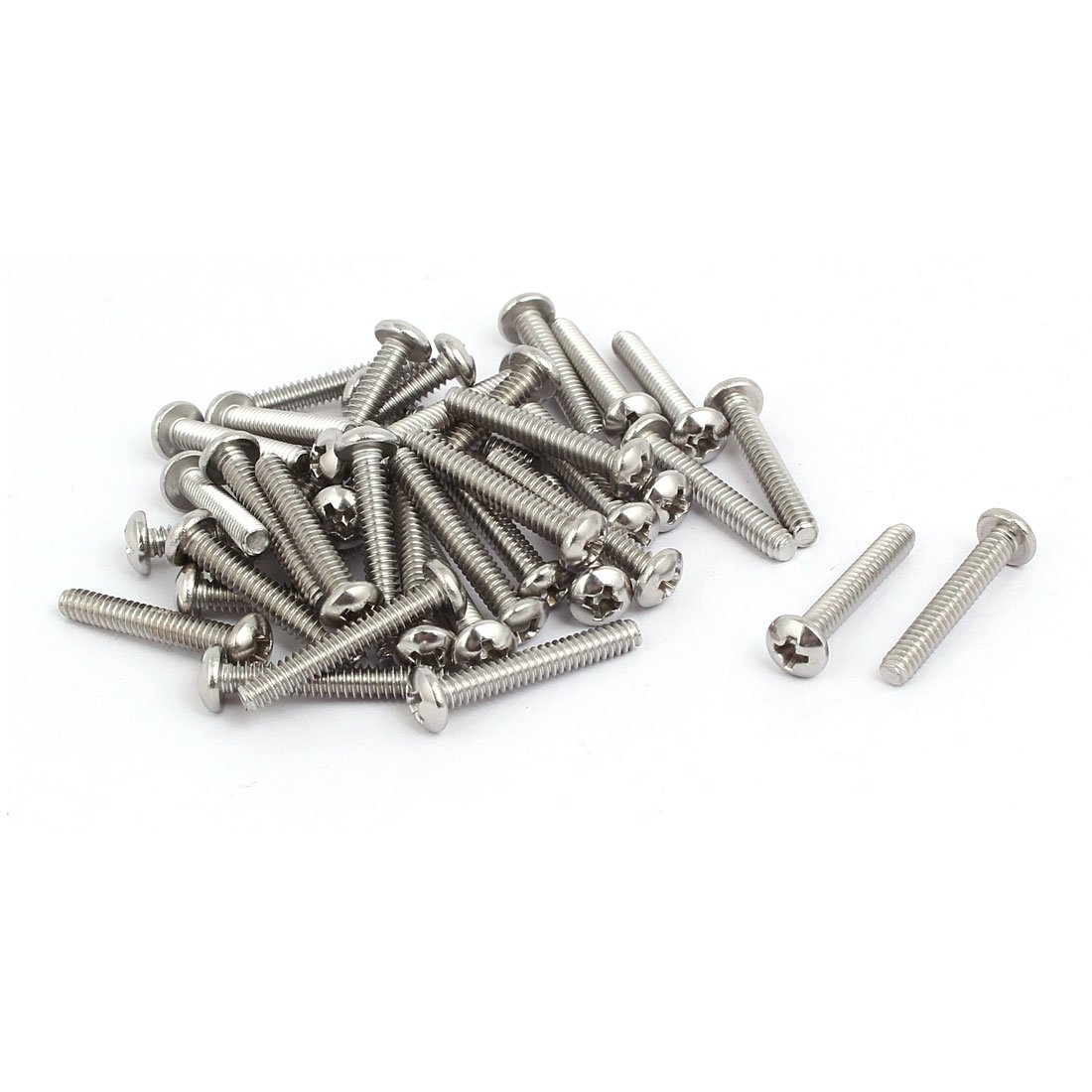 Sourcingmap 6#-32x7/8-inch 304 Stainless Steel Phillips Pan Head Bolts Machine Screws 40PCS