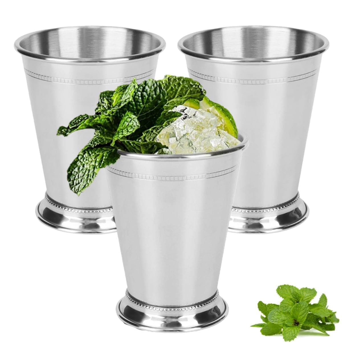 3PCS Mint Julep Cups, 13.5oz/400ml Stainless Steel Vintage Mint Julep, Unbreakable Metal Drinking Tumblers Cocktail Cups Mixed Drinks Bar Beer Mug Bar Accessories