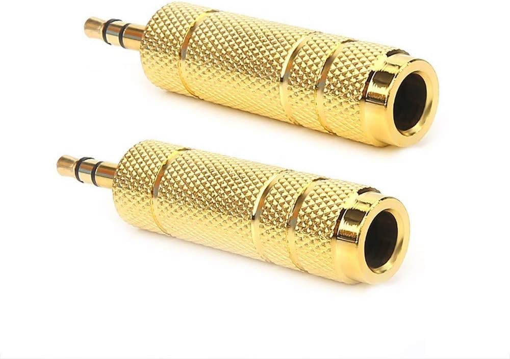 Lhthebox 2 Pack 3.5mm Male Plug to 6.5mm Female Jack Audio Stereo Headphone Adaptor Converter Microphone Audio with 24K Gold Plated