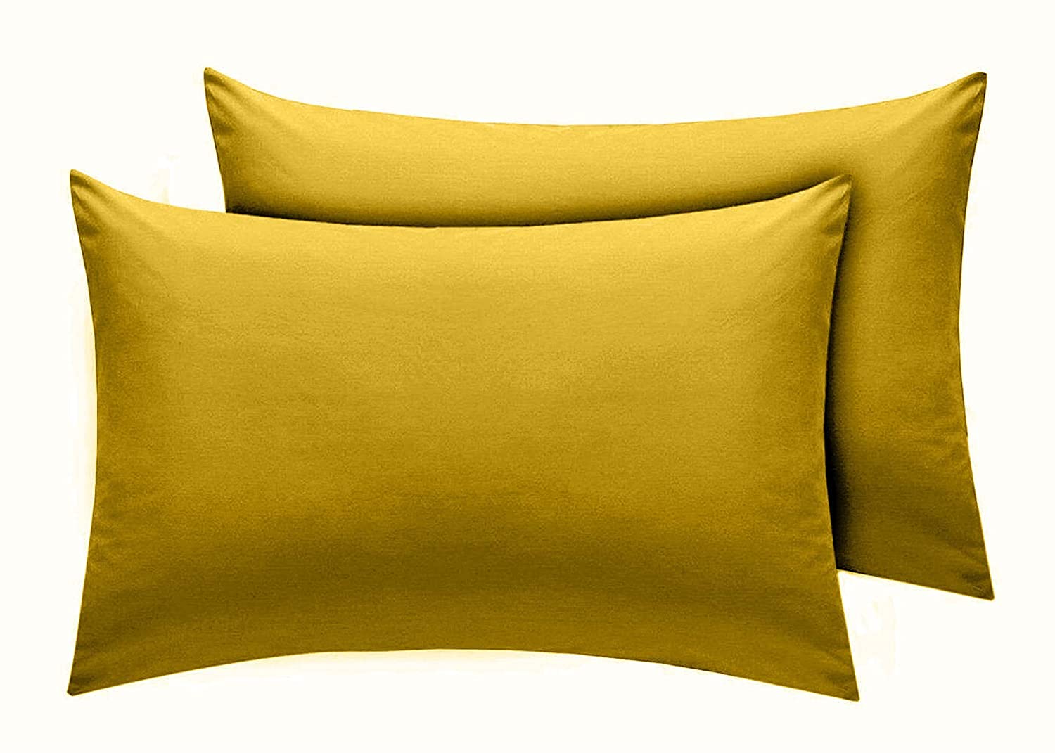 Divine Textiles Pair Of House Wife Pillow Cases - Mustard
